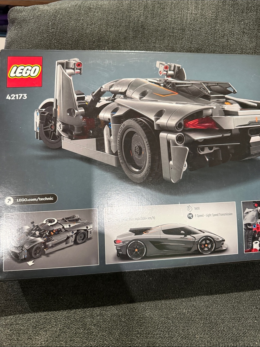 Lego Technic Gray Supercar with Orange Stripes - Picture 3 of 4